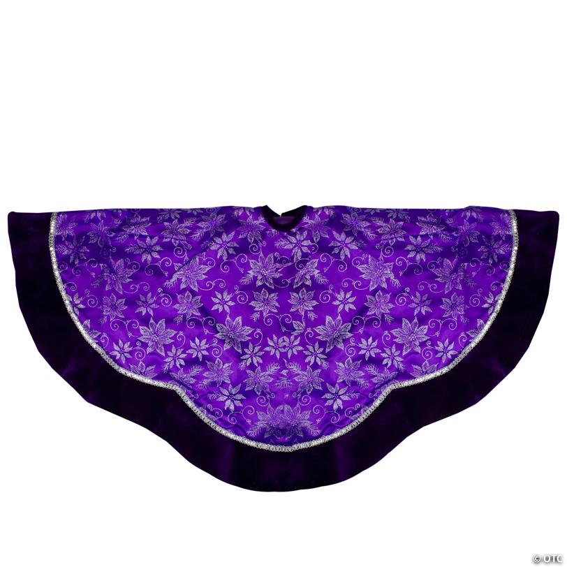 Northlight 48" Purple and Silver Glittered Floral Christmas Tree Skirt