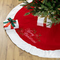 Northlight 48" Traditional Red Embroidered Velvet Merry Christmas Tree Skirt