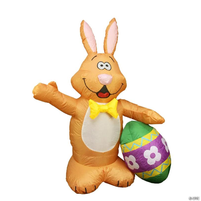 Northlight 48" inflatable lighted easter bunny with egg outdoor decoration