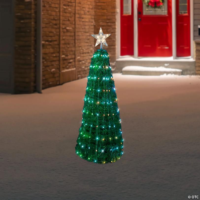 Northlight 4' Green Color Changing Multiple Function Pop Up Artificial Outdoor Christmas Tree