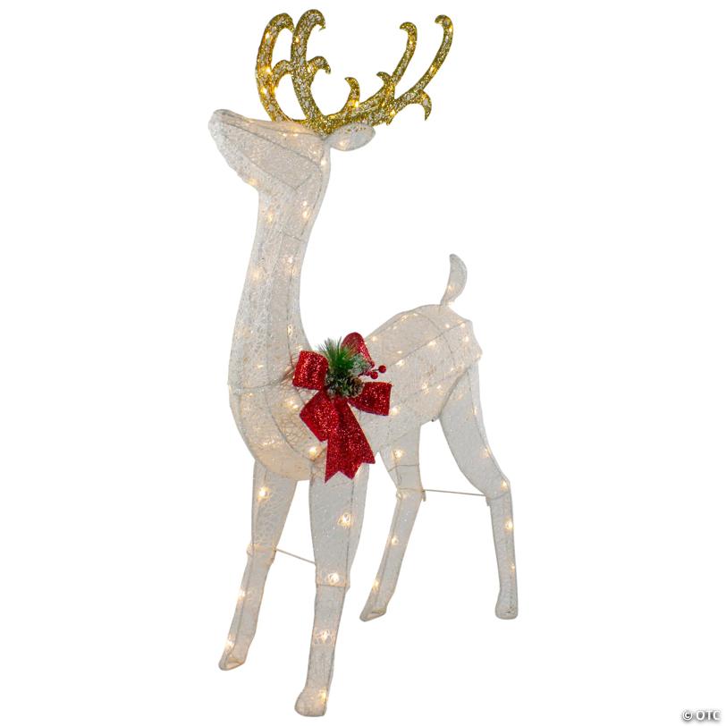 Northlight 4' LED Pre-Lit Glitter Reindeer with Sleigh Outdoor Christmas Decoration