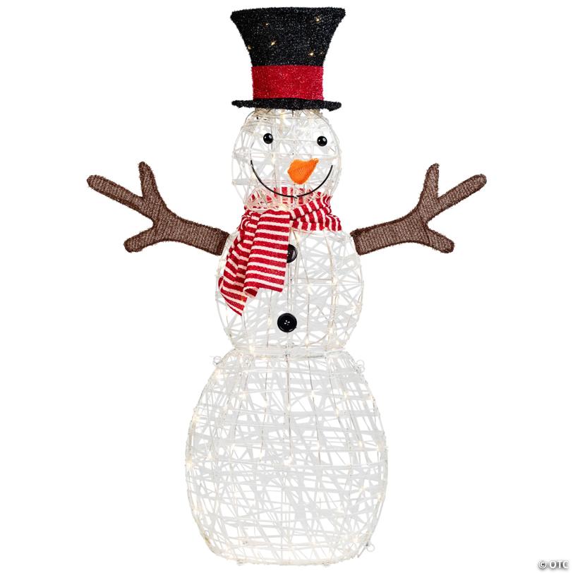 Northlight 4' LED Pre-Lit Snowman with Top Hat and Red Scarf Outdoor Christmas Decoration