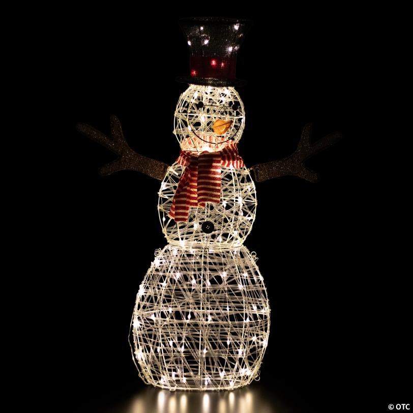 Northlight 4' LED Pre-Lit Snowman with Top Hat and Red Scarf Outdoor Christmas Decoration