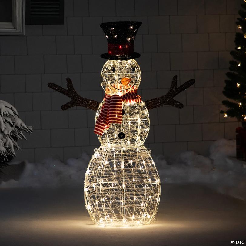 Northlight 4' LED Pre-Lit Snowman with Top Hat and Red Scarf Outdoor Christmas Decoration
