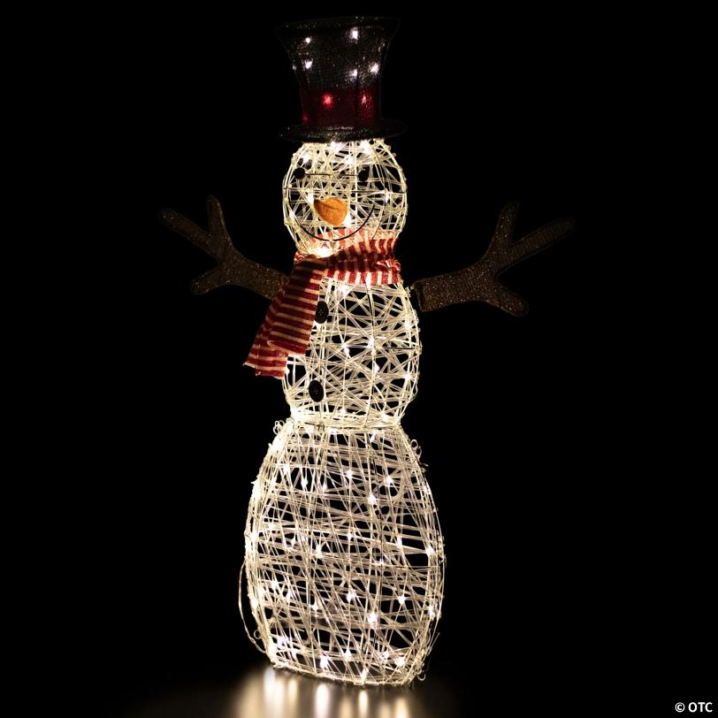 Northlight 4' LED Pre-Lit Snowman with Top Hat and Red Scarf Outdoor Christmas Decoration