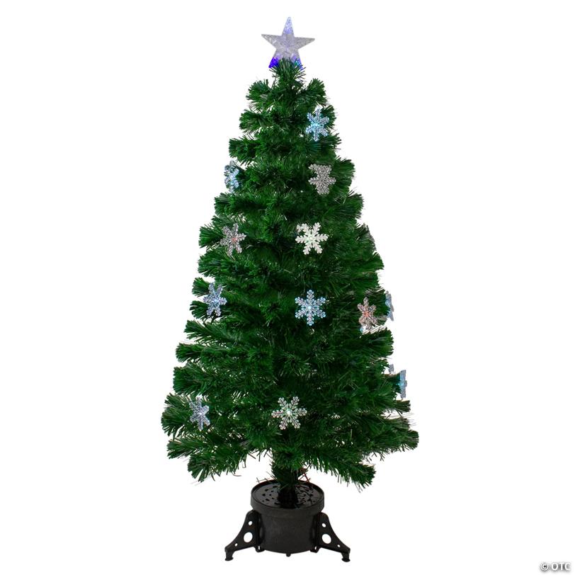 Northlight 4' Pre-Lit Color Changing Fiber Optic Artificial Christmas Tree with Snowflakes