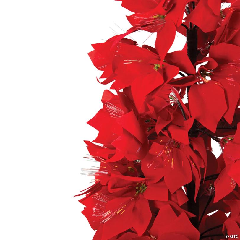 Northlight 4' Pre-Lit Fiber Optic Color Changing Red Poinsettia Christmas Tree