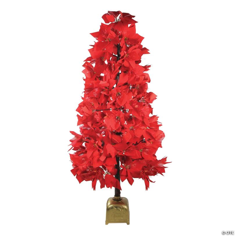 Northlight 4' Pre-Lit Fiber Optic Color Changing Red Poinsettia Christmas Tree