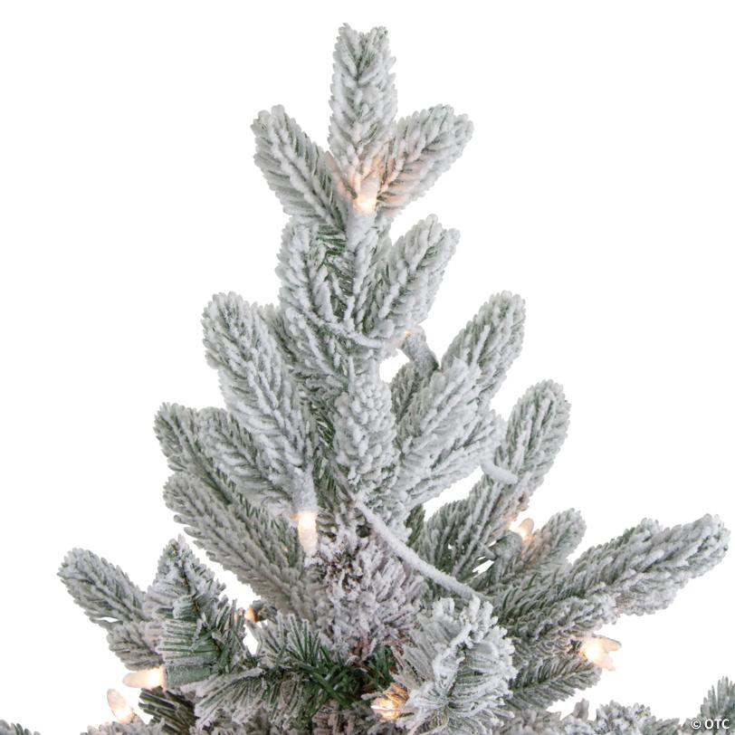 Northlight 4' Pre-Lit Flocked Saratoga Spruce Artificial Christmas Tree in Pot - Clear Lights