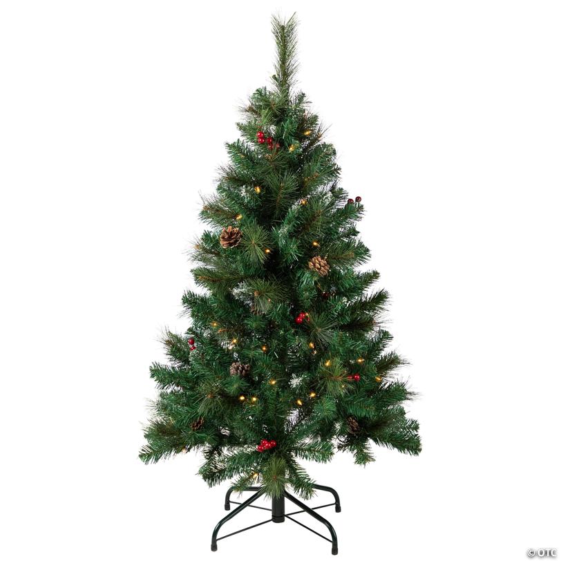 Northlight 4' Pre-Lit Frosted Carolina Berry Spruce Artificial Christmas Tree  Clear Lights