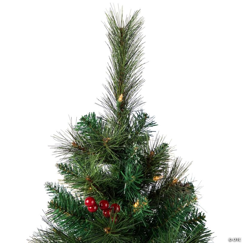 Northlight 4' Pre-Lit Frosted Carolina Berry Spruce Artificial Christmas Tree  Clear Lights
