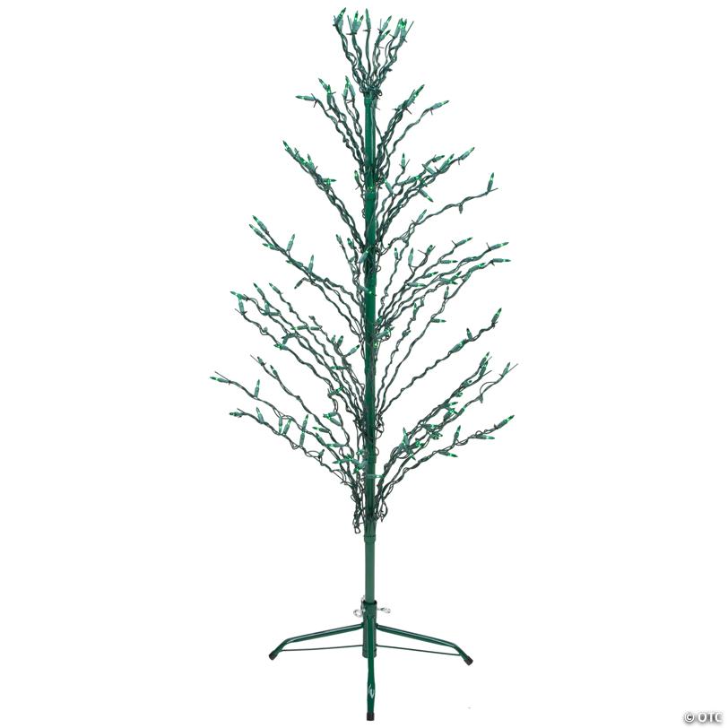 Northlight 4' Pre-Lit Green Slim Profile Cascade Twig Christmas Tree - Green Lights