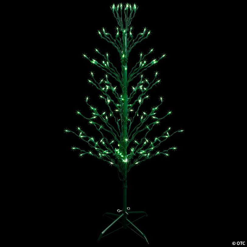 Northlight 4' Pre-Lit Green Slim Profile Cascade Twig Christmas Tree - Green Lights