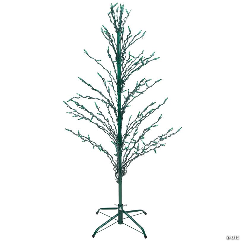 Northlight 4' Pre-Lit Green Slim Profile Cascade Twig Christmas Tree - Green Lights