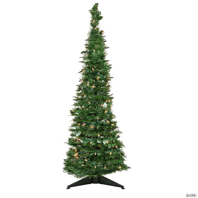 Northlight 4' Pre-Lit Green Tinsel Pop-Up Artificial Christmas Tree  Clear Lights