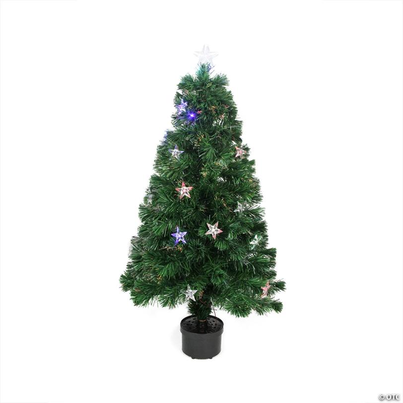 Northlight 4' Pre-Lit LED Fiber Optic Artificial Christmas Tree with Stars - Multi Color Lights