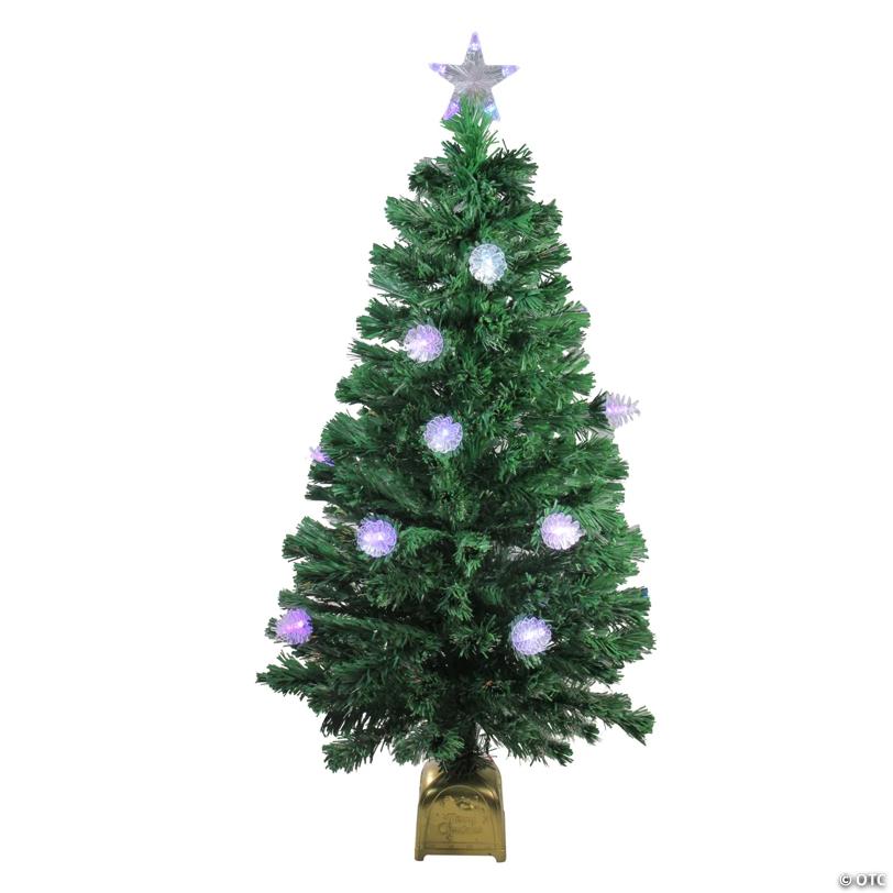 Northlight 4' Pre-Lit Medium Fiber Optic Pine Cone Artificial Christmas Tree - Multicolor LED Lights