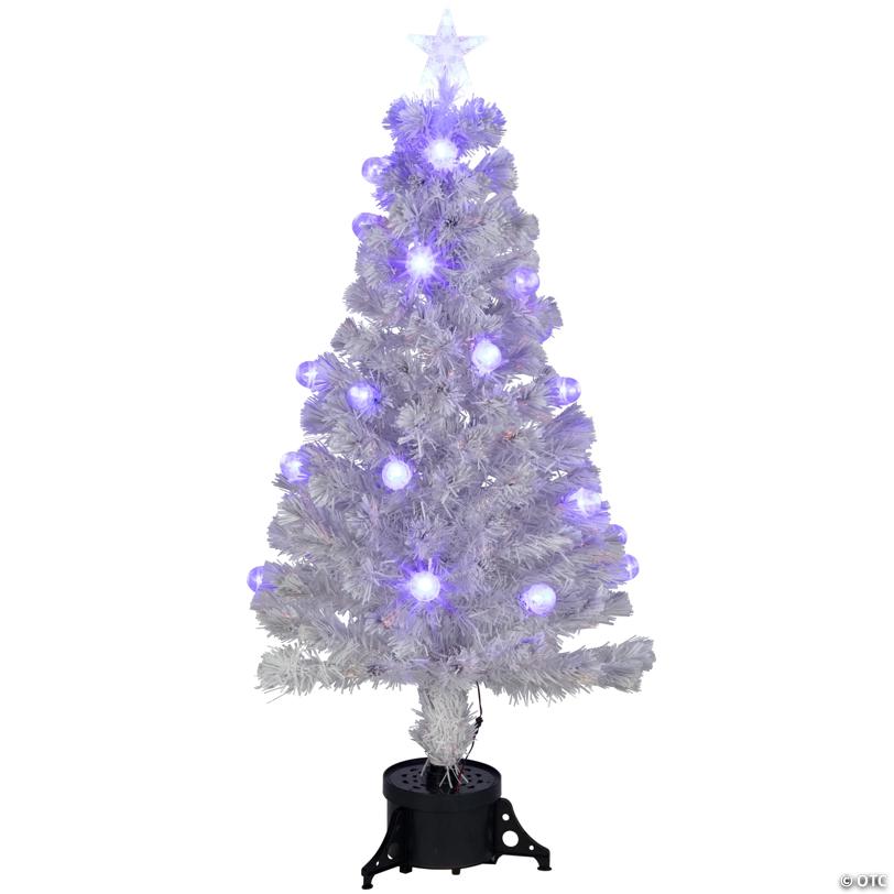Northlight 4' Pre-Lit Medium White Iridescent Fiber Optic Artificial Christmas Tree  Blue LED Lights