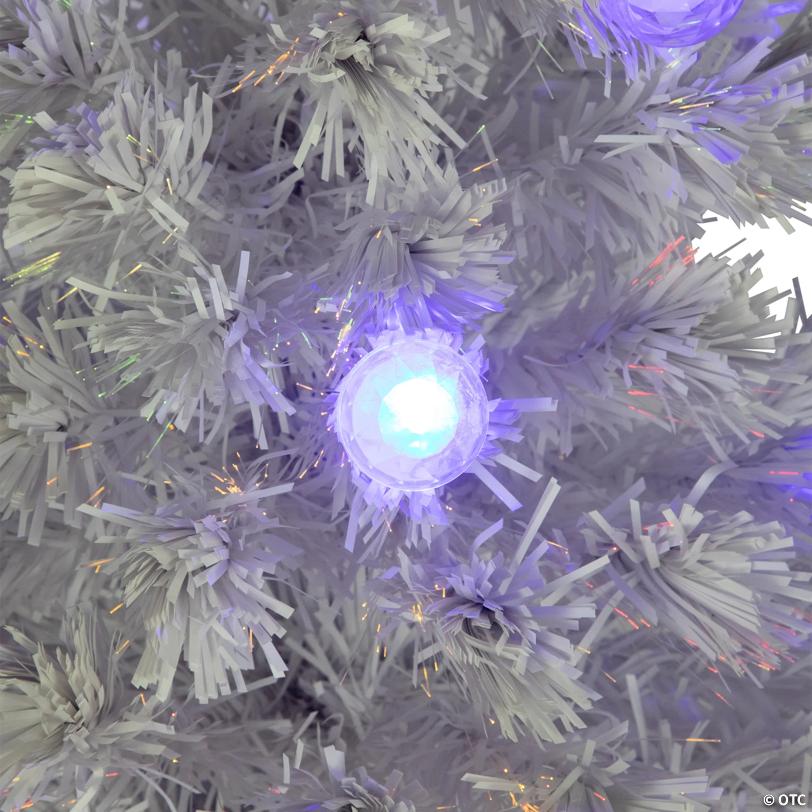 Northlight 4' Pre-Lit Medium White Iridescent Fiber Optic Artificial Christmas Tree  Blue LED Lights