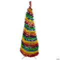 Northlight 4' Pre-Lit Rainbow Tinsel Pop-Up Artificial Christmas Tree  Clear Lights