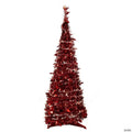 Northlight 4' Pre-Lit Red Tinsel Pop-Up Artificial Christmas Tree  Clear Lights