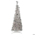 Northlight 4' Pre-Lit Silver Tinsel Pop-Up Artificial Christmas Tree  Clear Lights