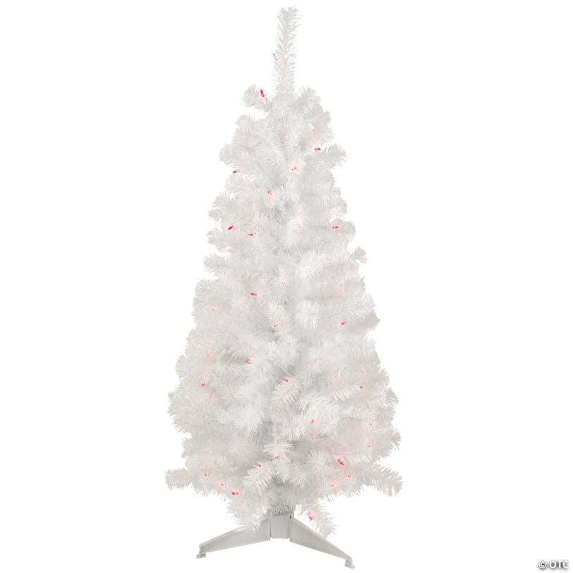 Northlight 4' Pre-Lit White Pine Slim Artificial Christmas Tree - Pink Lights