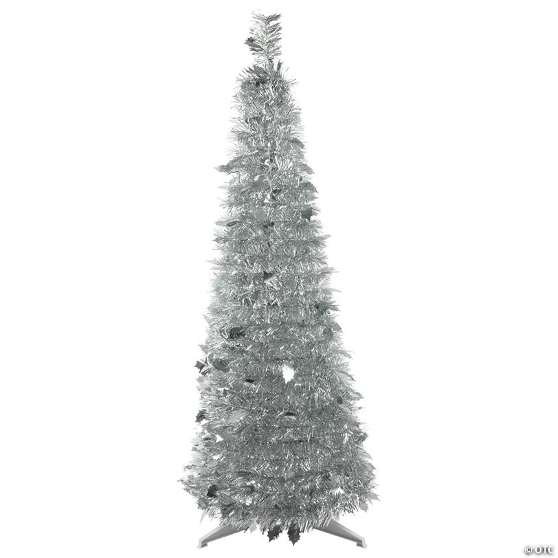 Northlight 4' Silver Tinsel Pop-Up Artificial Christmas Tree  Unlit