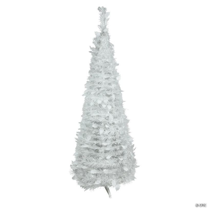Northlight 4' White Tinsel Pop-Up Artificial Christmas Tree  Unlit