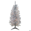Northlight 4' x 22" Pre-Lit Slim Silver Artificial Tinsel Christmas Tree - Clear Lights