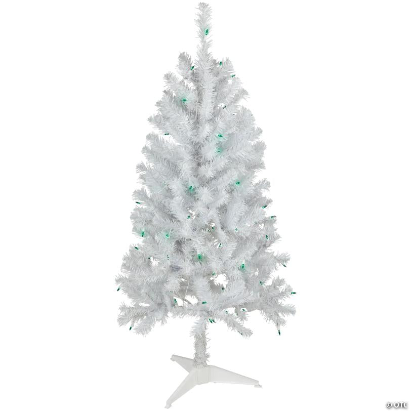 Northlight 4' x 24" Pre-Lit White Artificial Christmas Tree  Green Lights