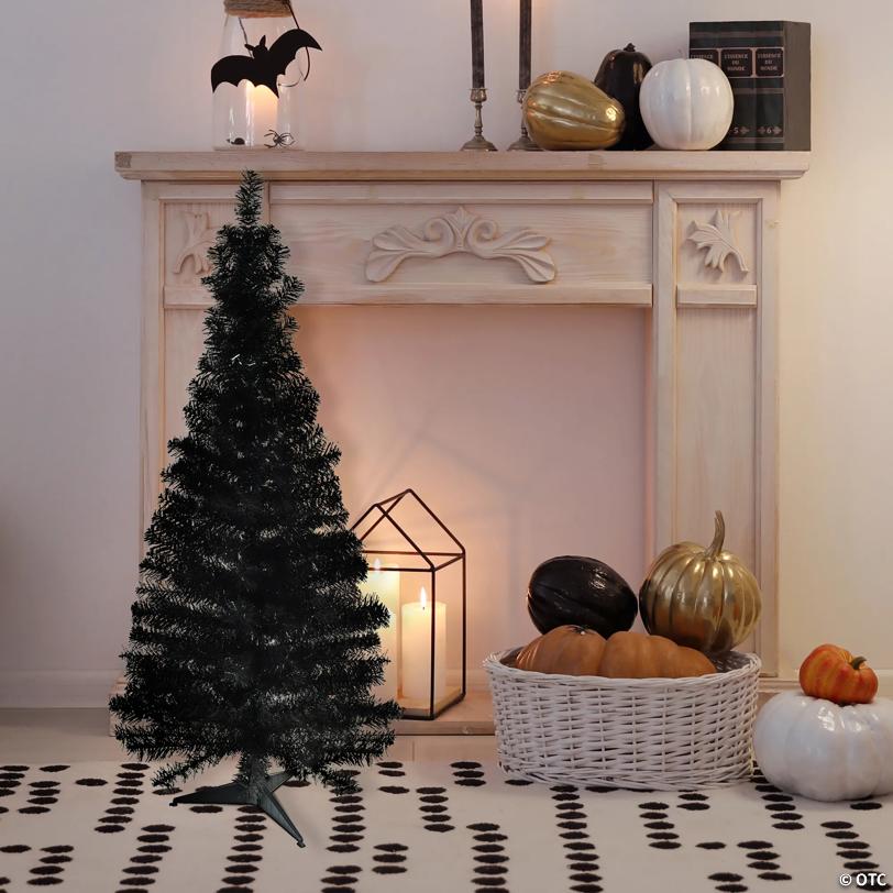 Northlight 4' x 24" Slim Black Tinsel Artificial Christmas Tree - Unlit