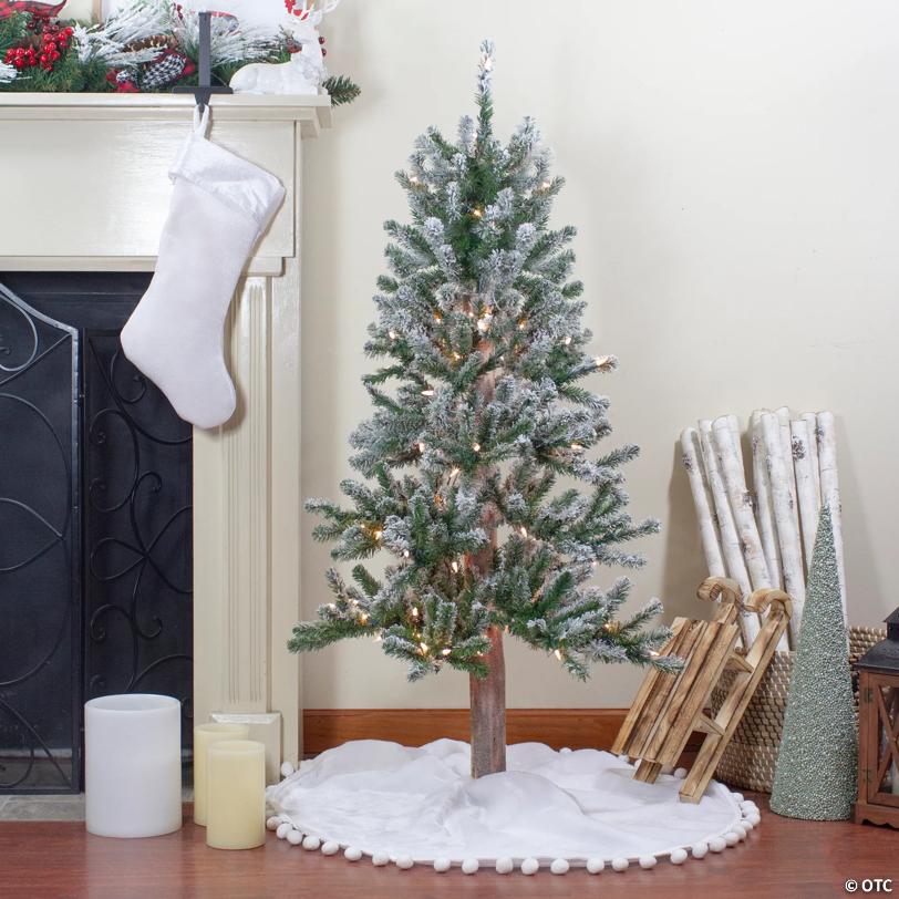 Northlight 4ft Pre-Lit Flocked Alpine Artificial Christmas Tree  Clear Lights