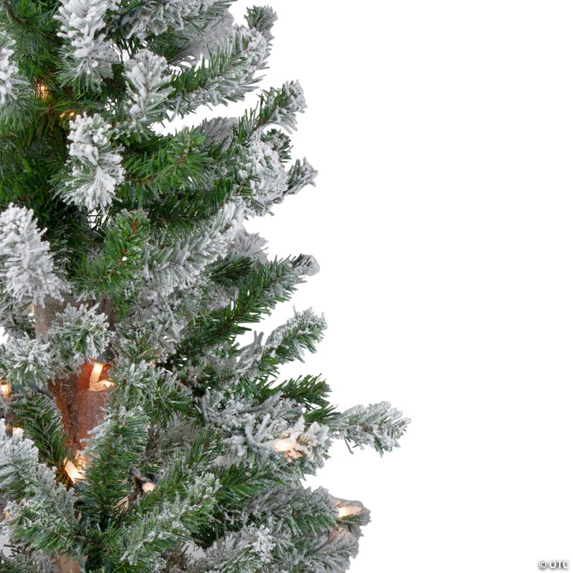 Northlight 4ft Pre-Lit Flocked Alpine Artificial Christmas Tree  Clear Lights