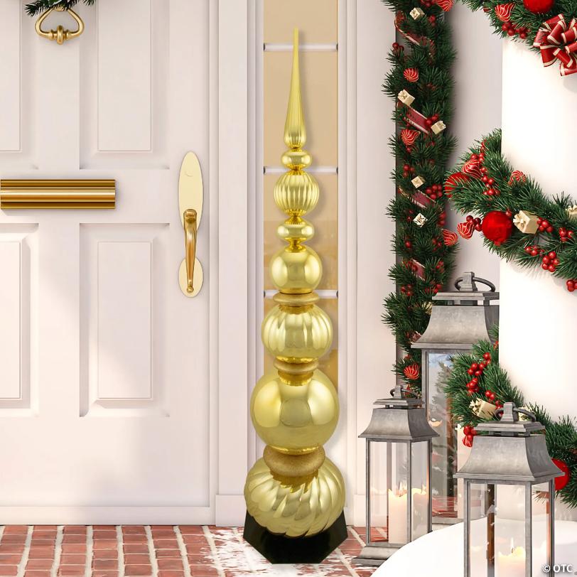 Northlight 54" Shiny Gold and Glittered Topiary Finial Tower Commercial Christmas Decoration