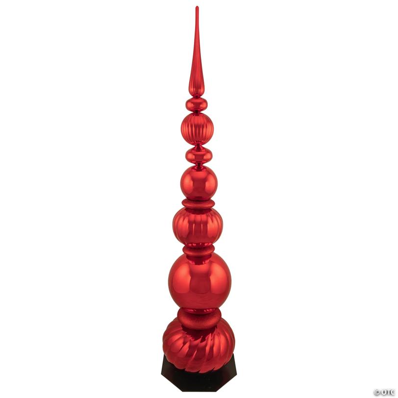 Northlight 54" Shiny Red and Glittered Topiary Finial Tower Commercial Christmas Decoration