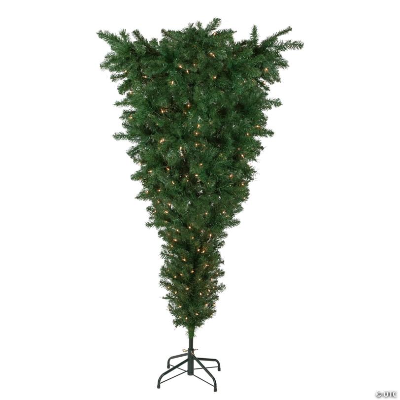Northlight 5.5' Pre-Lit Medium Upside Down Spruce Artificial Christmas Tree  Clear Lights