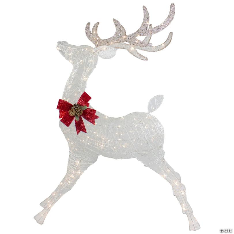 Northlight 56" LED Lighted Reindeer with Glitter Bow Outdoor Christmas Decoration