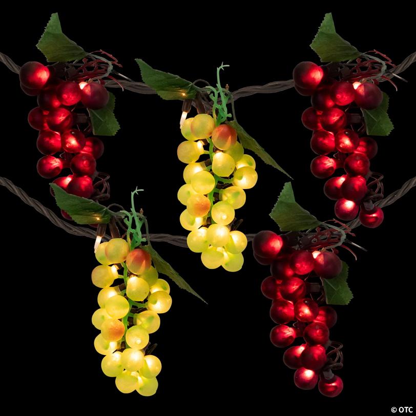 Northlight 5-Count Red and Green Grape Cluster String Light Set  8ft Brown Wire