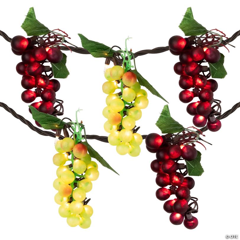 Northlight 5-Count Red and Green Grape Cluster String Light Set  8ft Brown Wire