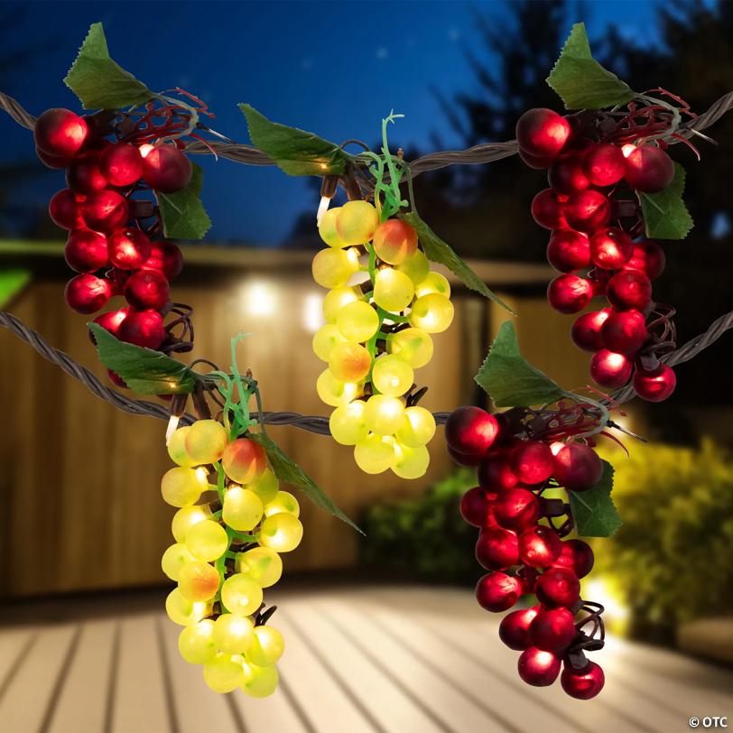 Northlight 5-Count Red and Green Grape Cluster String Light Set  8ft Brown Wire
