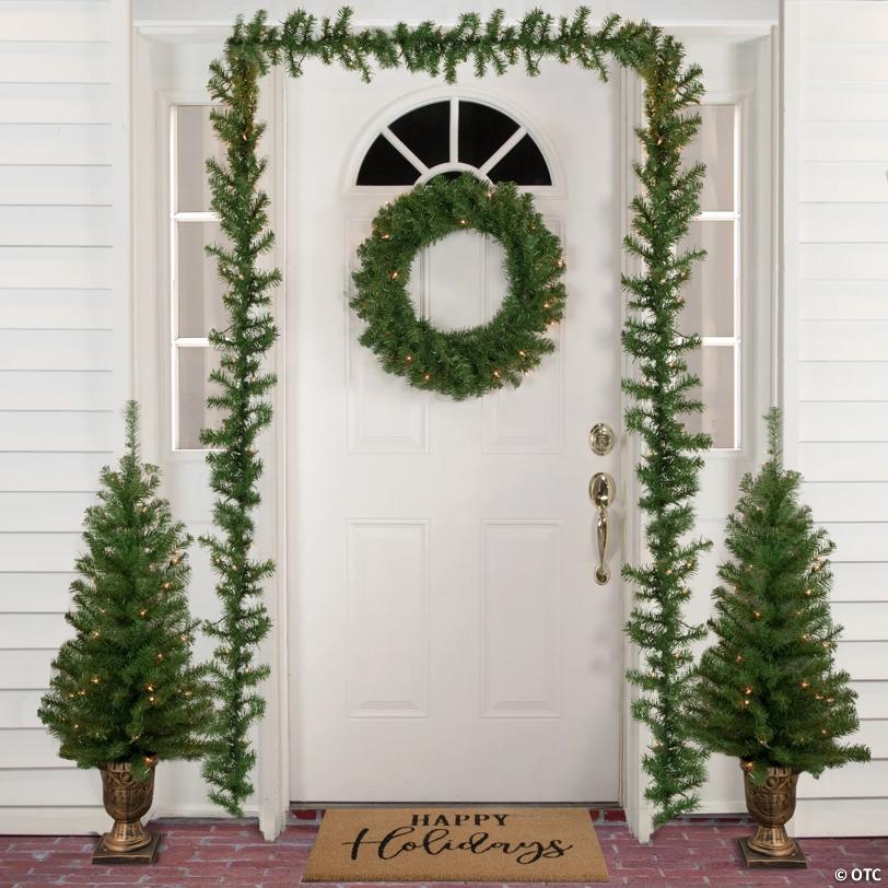 Northlight 5-Piece Pre-Lit Artificial Wolcott Spruce Christmas Entryway Set