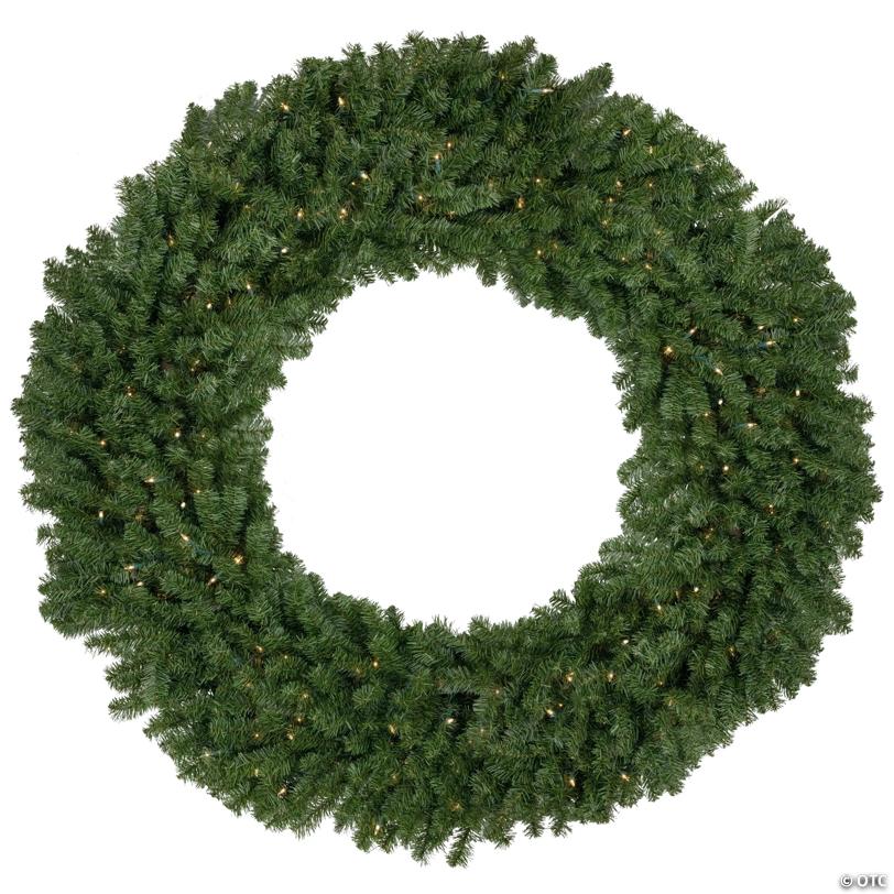 Northlight 5' Pre-Lit Commercial Canadian Pine Artificial Christmas Wreath  Clear Lights