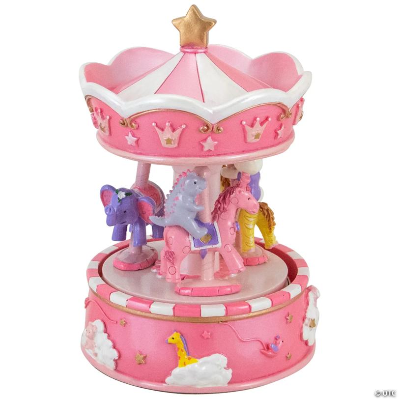 Northlight 6.5" Children's Pink Rotating Sleepy Time Musical Carousel