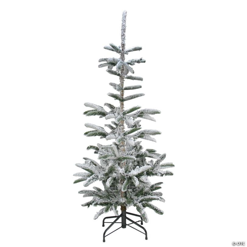 Northlight 6.5' Green Slim Flocked Nordmann Fir Artificial Christmas Tree - Unlit