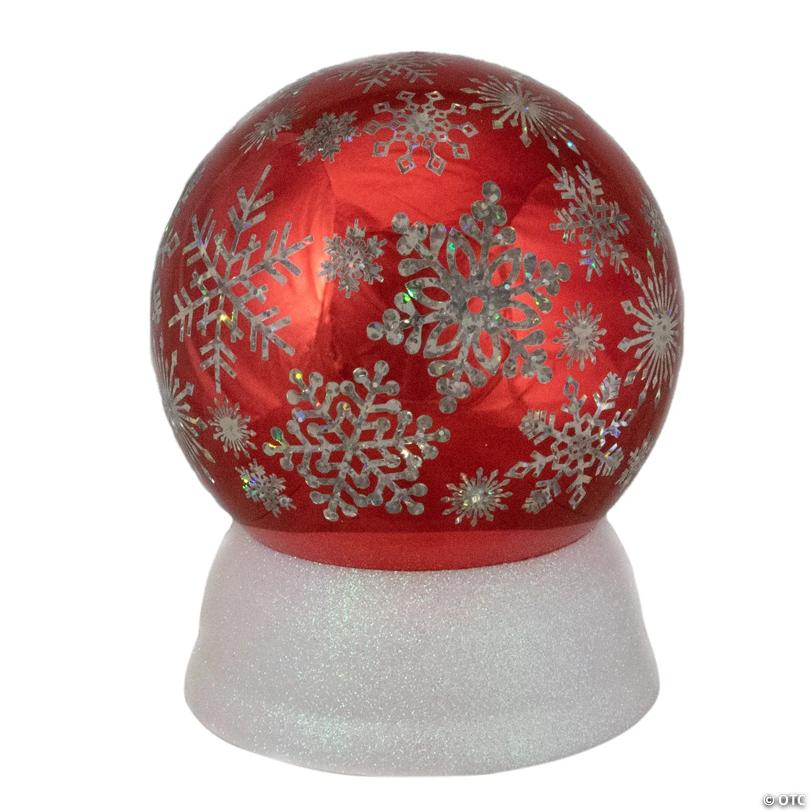 Northlight 6.5" LED Lighted Shiny Red Snowflake Water Globe Tabletop Decoration