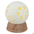 Northlight 6.5" Lighted White and Brown Globe with Snowflakes