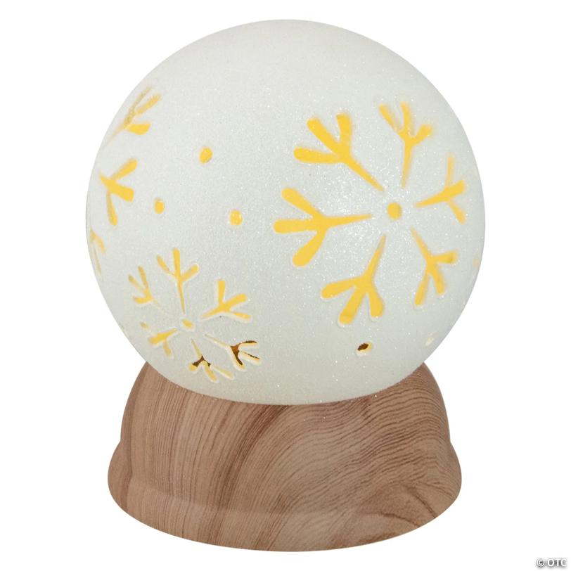Northlight 6.5" Lighted White and Brown Globe with Snowflakes