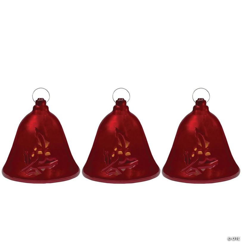 Northlight 6.5" Musical Pre-Lit  Red Bells Christmas Decorations, Set of 3