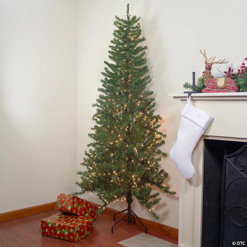 Northlight 6.5' Pre-Lit Canadian Pine Slim Artificial Christmas Wall Tree - Clear Lights